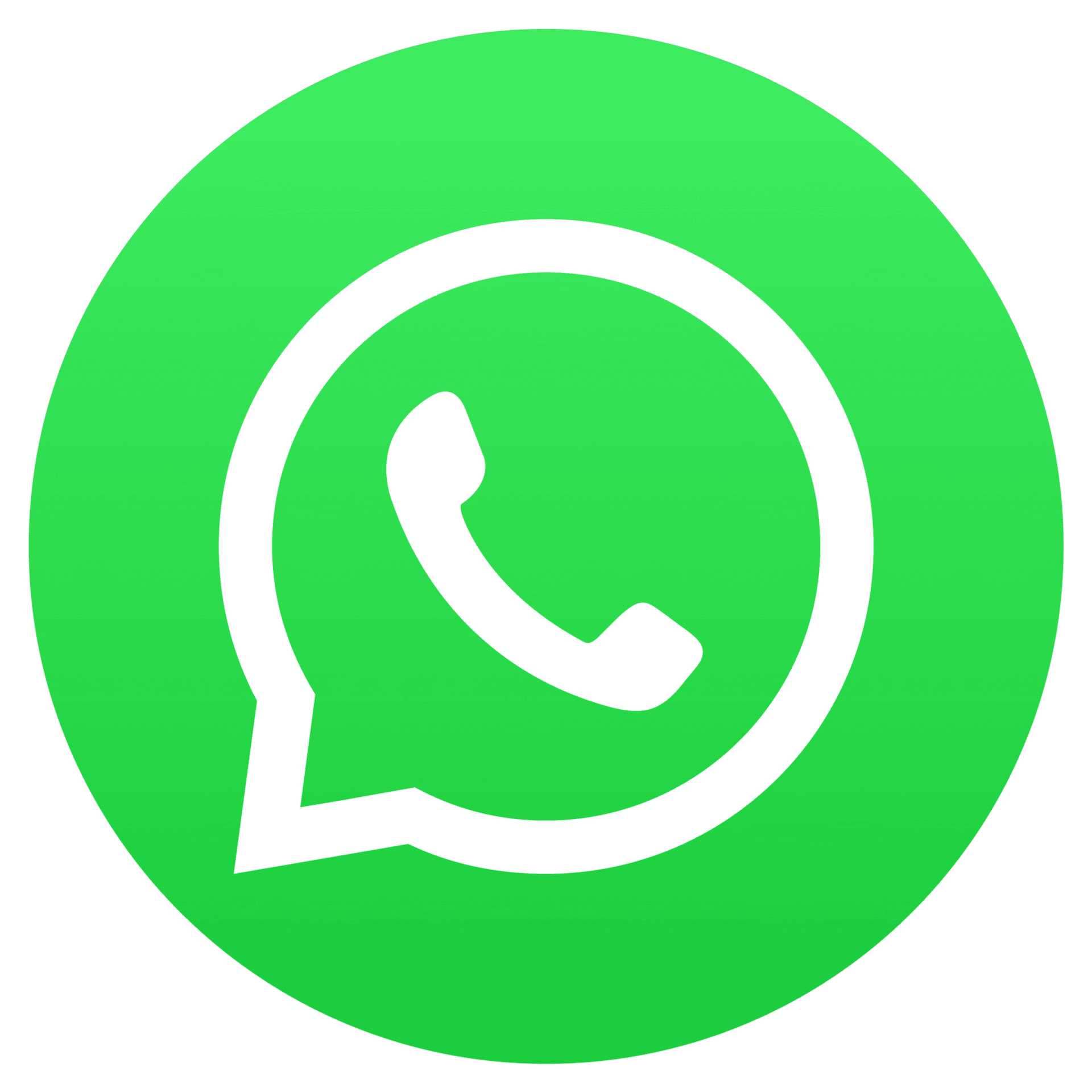 Teléfono de WhatsApp con icono verde de contacto en línea.